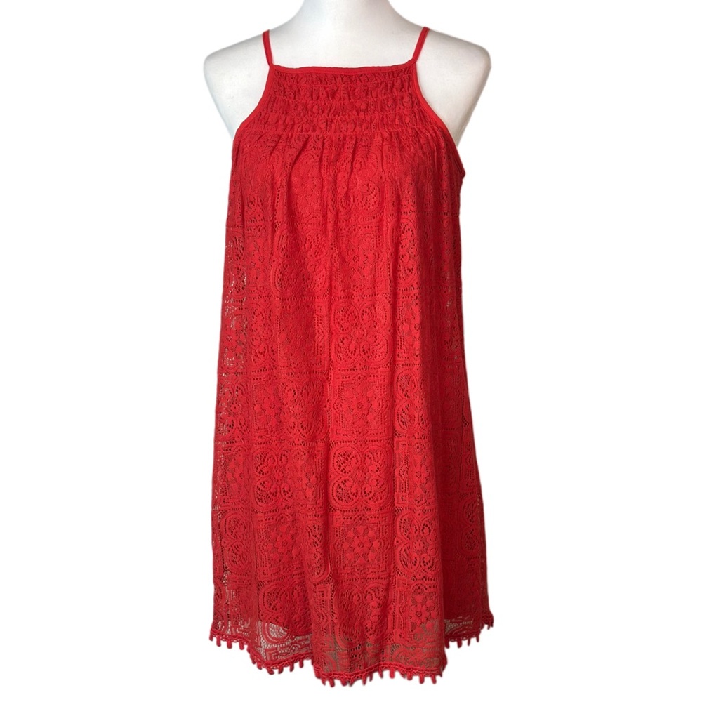 My Michelle‎ Red Halter Lace Summer Dress Sz M